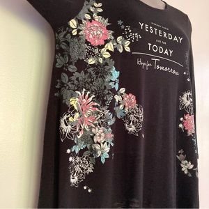 3/4 Sleeve Inspirational Text Knit Top